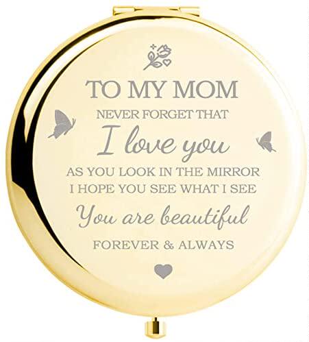 gifts for mom - i love you mom gift gold compact mirror - bi