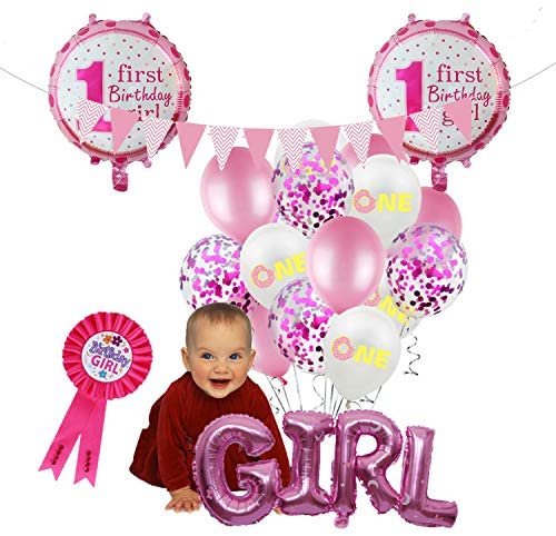 cute girl baby 1st birthday balloons kit party decorations p