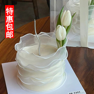 母亲节蛋糕装饰郁金香仿真花插件白色丝带女神妈妈情人节网红装扮