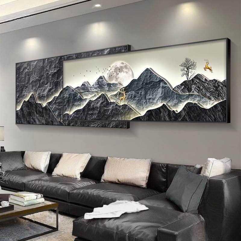 背有靠山客厅装饰画现代轻奢高级感沙发背景墙挂画新中式叠加壁画,家居饰品,现代装饰画,淘宝优惠券,粉丝福利购,淘宝优惠卷