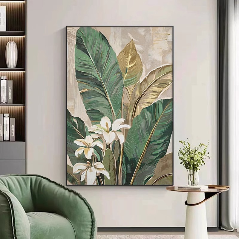 家大业大客厅墙面挂画入户门玄关装饰画绿植创意花卉走廊过道壁画图片
