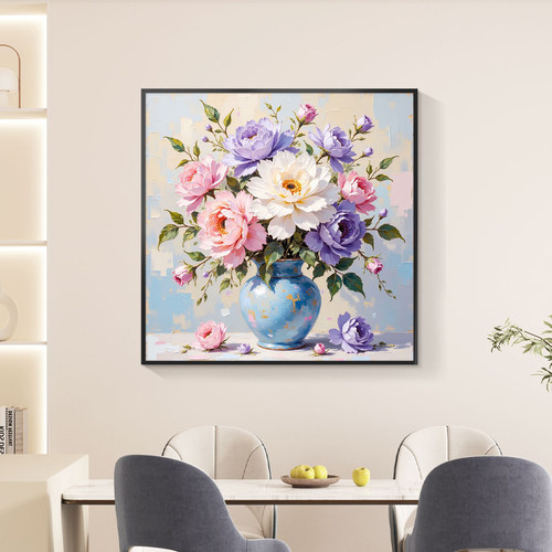 奶油风轻奢餐厅高级花卉卧室挂画