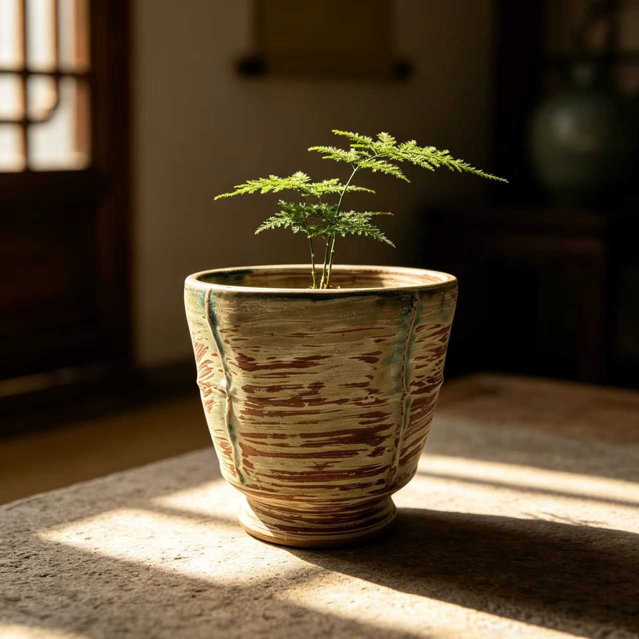 景德镇高温陶瓷花盆侘寂风桌面盆