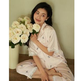 高档梦米加一oyshok诺尚品小蝴蝶烫钻三件套女士睡衣轻奢风春夏季