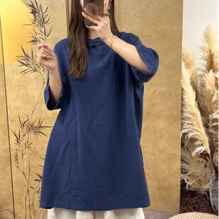 棉麻佛系禅意女装素衣长袍新中式斜襟上衣寺院修行禅服居士服女款