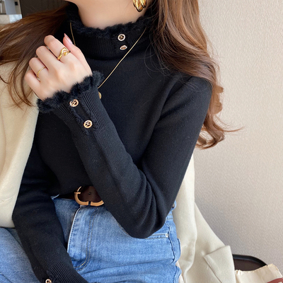 毛衣女款2025新款爆款外穿半高领打底衫保暖冬季内搭加绒加厚上衣