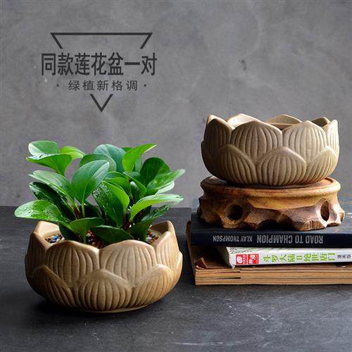 素烧多肉花盆陶瓷多肉植物小花盆透气简约个性创意莲花盆栽便宜盆