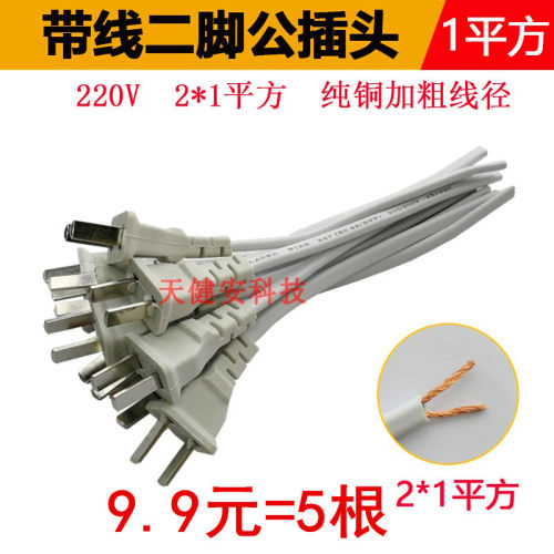 220V电源线公母对接插头监控AC防水盒插座二极三脚铜带线两孔母座