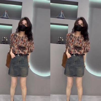 香风牛仔短裙职业两件套装女