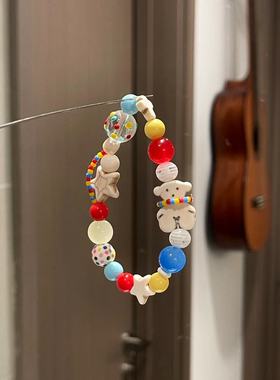 PeachStore【小熊游乐园】玉髓琉璃手绘珠彩色串珠松石巴洛特手链