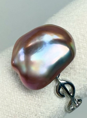 镜面极光油画光绝美炫彩无核大碎银子纯天然淡水珍珠戒指可调节