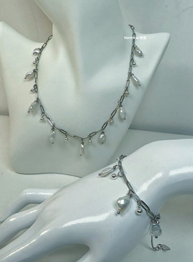 买项链送手链冷白强光无核碎银子花瓣纯天然淡水珍珠