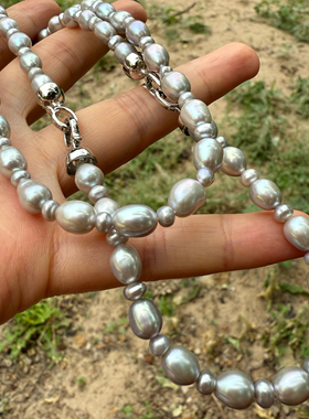 一物一拍极光无瑕银灰色天然珍珠无核米珠碎银子多功能项链手链