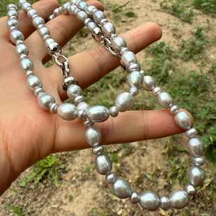 一物一拍极光无瑕银灰色天然珍珠无核米珠碎银子多功能项链手链