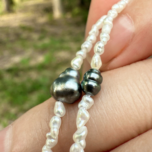 一物一拍极光无瑕大溪地Keshi澳白极小野生无核天然珍珠项链手链