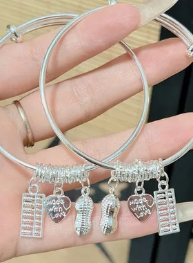 新款串珠算盘手镯女花生爱心镯子女友朋友礼物钱串子