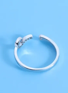 仿纯银手饰品对戒锆石问号戒指巧兰轩字母开口结婚活口女式款