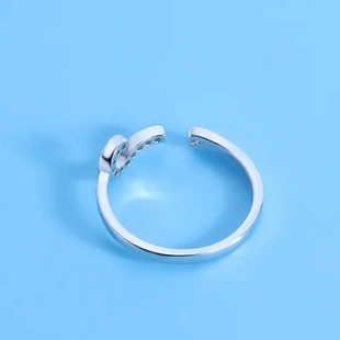 仿纯银手饰品对戒锆石问号戒指巧兰轩字母开口结婚活口女式款