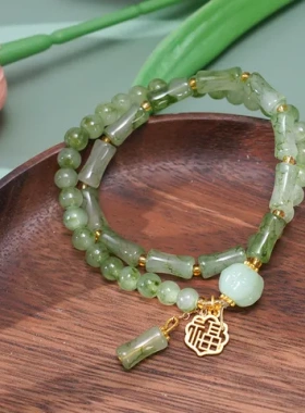 国潮花朵热销水墨画手串竹节圆珠吊坠不对称双圈福牌不规则景区