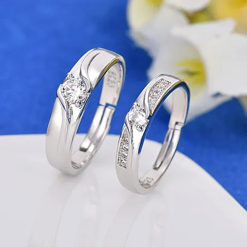 活口结婚戒指饰品开口尾戒可调节首饰欧美仿纯银情侣韩版男女