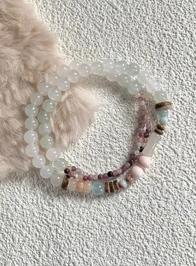 轻奢串珠碧玺手链手串吟花」ins风新中式酒天山翠「高级感手饰入