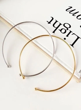 极细双圆珠开口手镯环简约百搭新款休闲百搭闺蜜