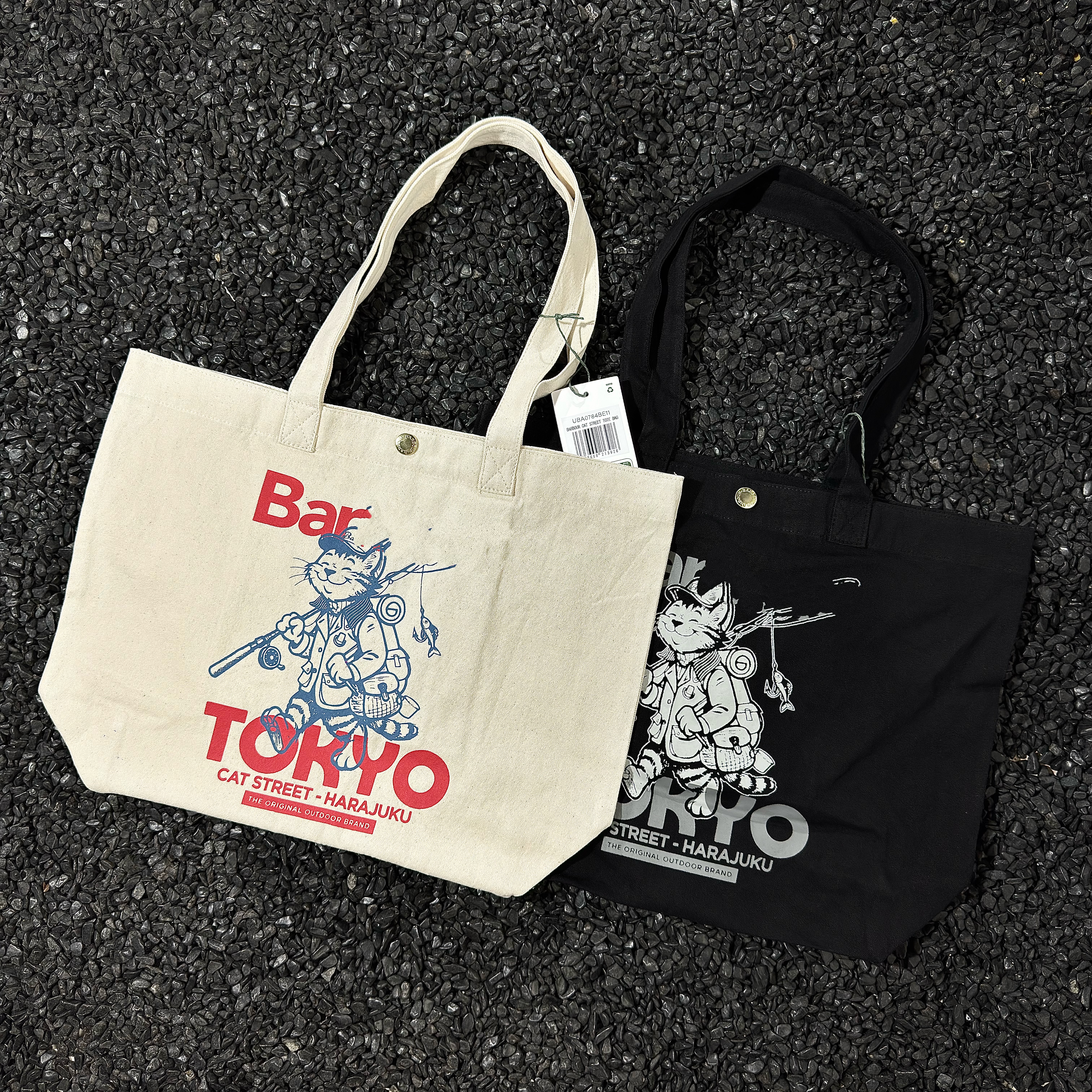 日单Fppev Bar Tokyo帆布手提袋购物袋环保袋小猫钓鱼logo托特包