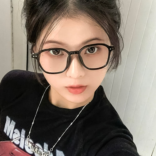 小红书韩式素颜早八黑框女近视