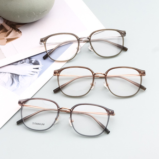 Vruto 女β钛男BT6018 断货王近视眼镜框大框显小脸茶色王俊凯同款