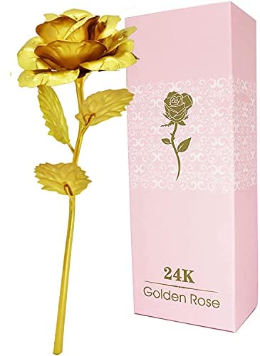 gold artificial forever rose flower gifts for her valentines