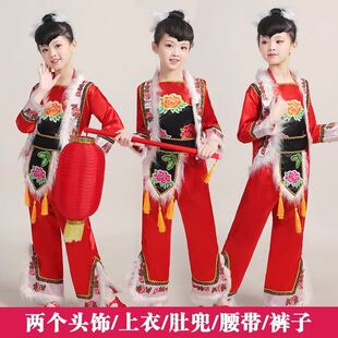 元旦童儿喜庆演出服成人中国风秧歌中国娃娃大红灯笼演出服高高挂