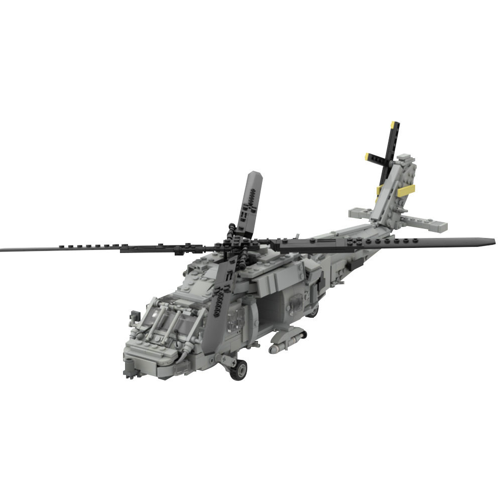 【高砖零件】美国西科斯基海鹰SH-60舰载直升机MOC拼装积木玩具
