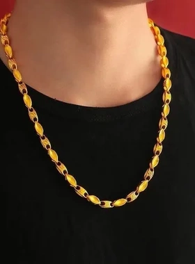 项链里外土豪麦穗一色越南沙金链条加长沙金霸气男士吊坠