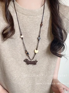 小众小狗项链锁骨链可调节吊坠设计感女萌趣多巴胺配饰品卡通