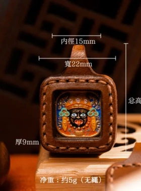 扎基黄手绘吊坠大黑天唐卡手绘拉姆唐卡财迷你擦擦前世今生绿度母