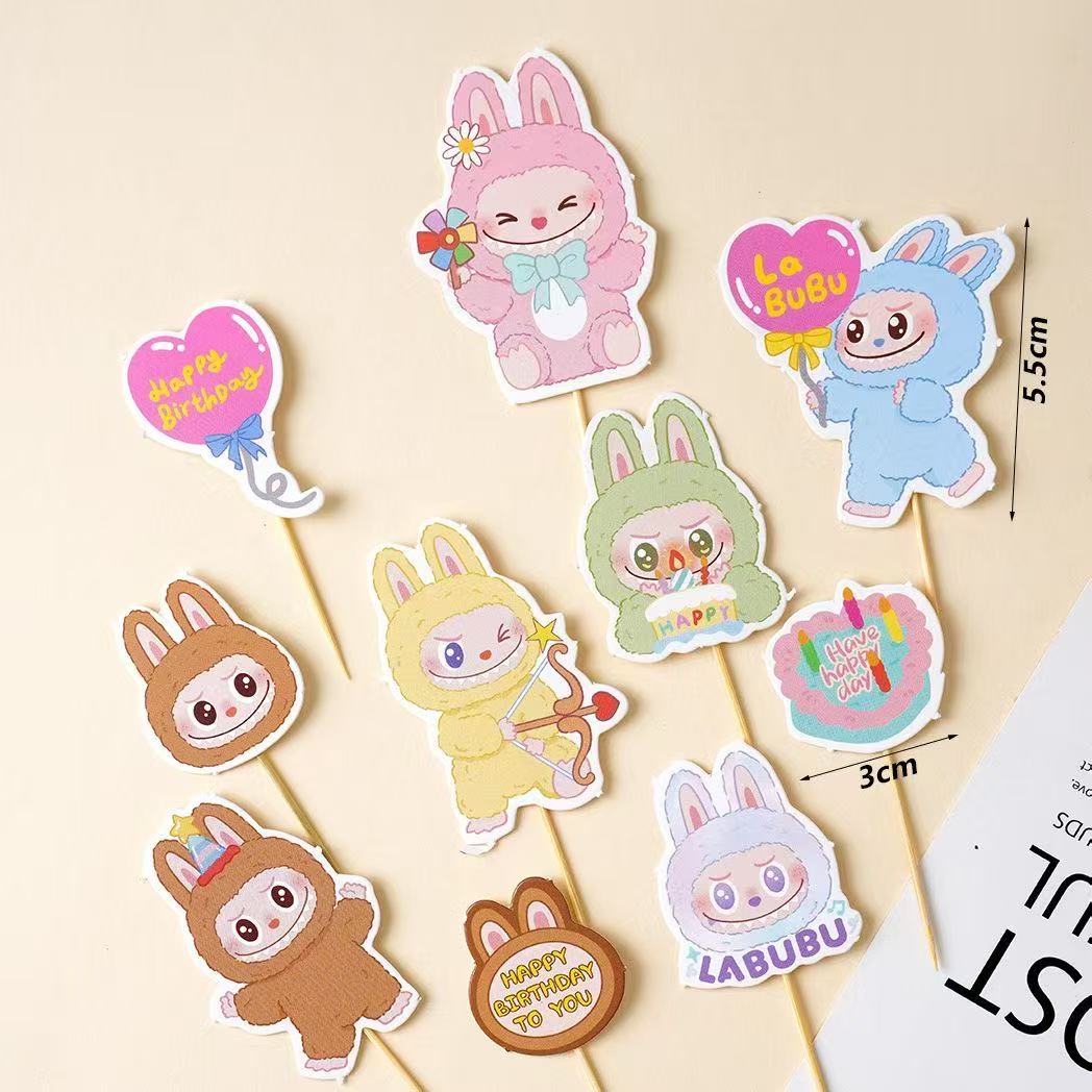 网红ins风卡通可爱拉布布蛋糕插卡宝宝公仔摆件生日蛋糕装饰