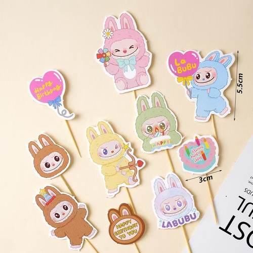 网红ins风卡通可爱拉布布蛋糕插卡宝宝公仔摆件生日蛋糕装饰