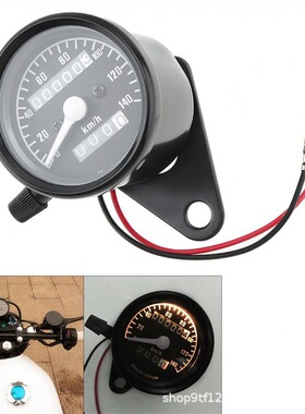CG125全金属外壳黑色摩托车复古改装通用双计里程表仪表速度码表