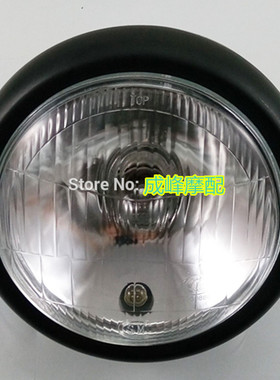 GN125复古前照灯 CG125摩托车改装复古大灯 远近大灯圆灯黑色电镀
