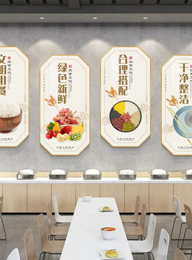 餐厅食堂文化墙节约标语挂画学校文明用餐宣传装饰餐饮小吃店壁画