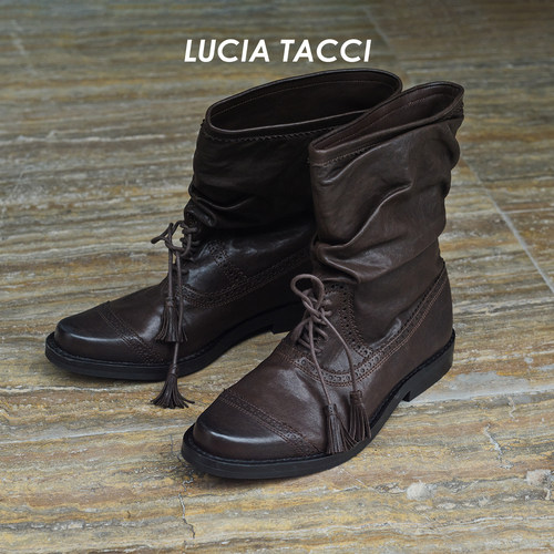 LUCIATACCI雕花流苏马丁靴