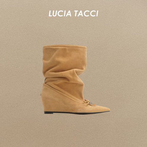 LUCIATACCI尖头坡跟堆堆短靴