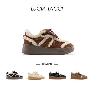 牛皮拼接厚底增高休闲德训鞋 ｜秋冬经典 女 TACCI董生活同款 LUCIA