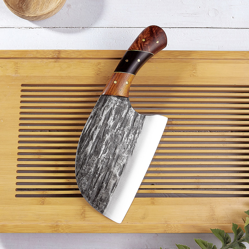 李麻子 手工锻打圆头小菜刀家用炮弹钢女士厨刀专业碳钢玄铁匠铺