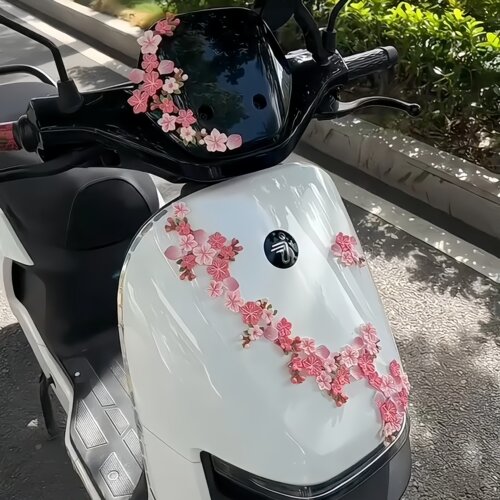 这个桃花立体车贴真的太美了