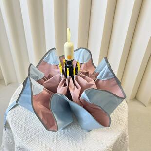 韩系圆角雨伞女晴雨两用防晒防紫外线全自动便携小巧折叠太阳伞