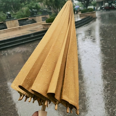 实木国风木柄加大加厚晴雨伞
