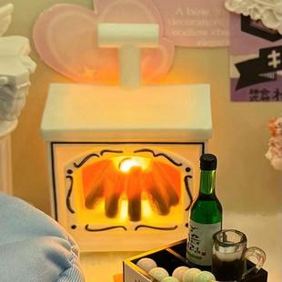 复古防火焰氛围灯小众高级桌面装饰灯仿真壁炉卧室睡眠小屋摆件
