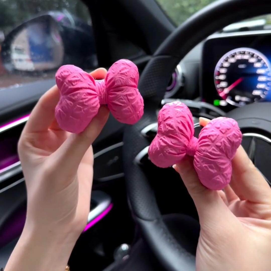 车载中控台蝴蝶结新款汽车内高级感甜美显示屏装饰品可爱蝴蝶结