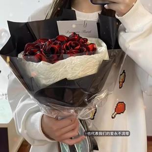 【不会枯萎的玫瑰花】diy材料包不凋谢告白送女友礼物丝带玫瑰花